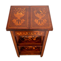 Antique Dutch Georgian Marquetry Foldout Rosewood Satinwood Table Etagere 1820