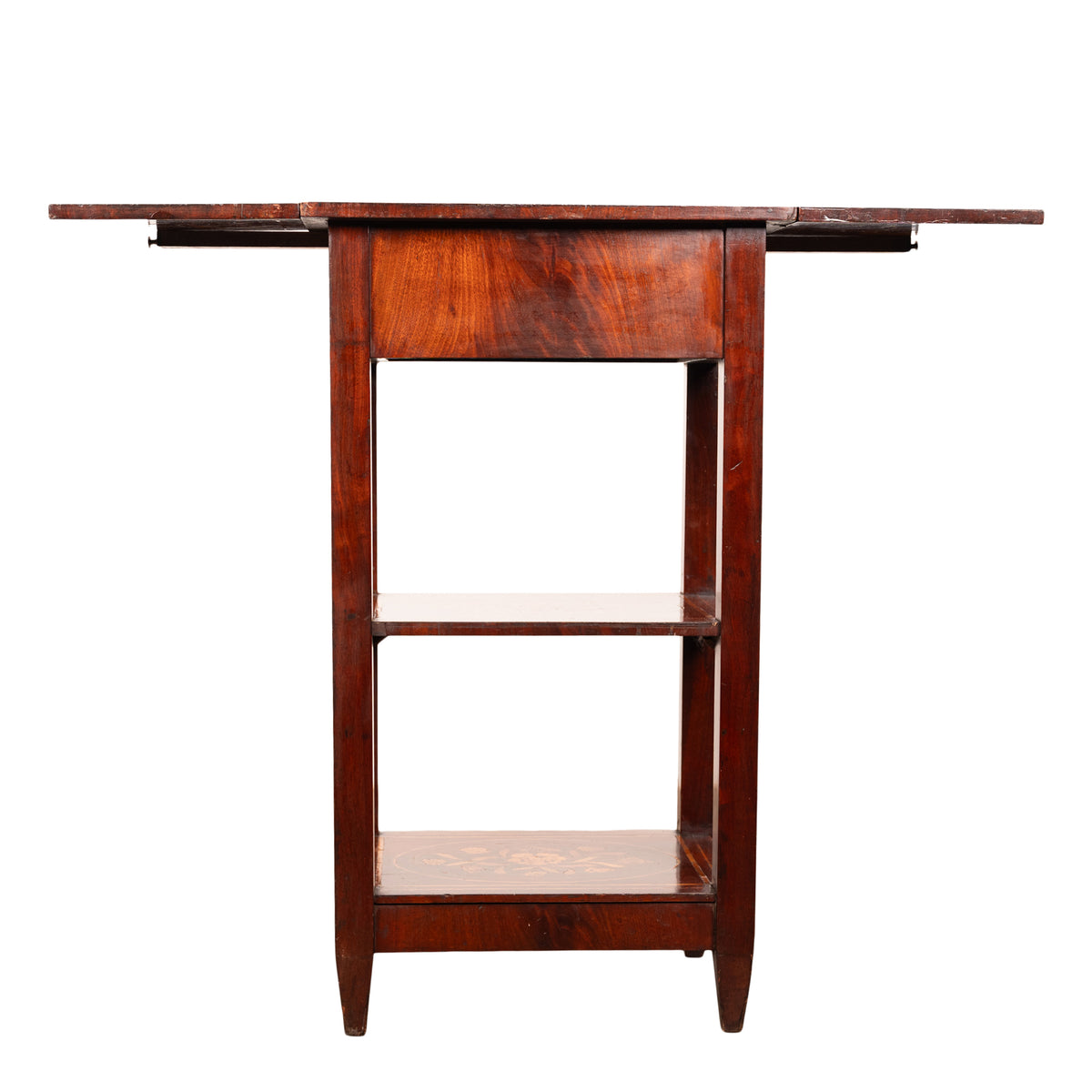 Antique Dutch Georgian Marquetry Foldout Rosewood Satinwood Table Etagere 1820