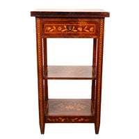 Antique Dutch Georgian Marquetry Foldout Rosewood Satinwood Table Etagere 1820