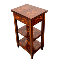 Antique Dutch Georgian Marquetry Foldout Rosewood Satinwood Table Etagere 1820