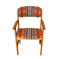 Pair Vintage Mid Century Modern Danish Teak Armchairs Pendleton Wool Fabric 1970