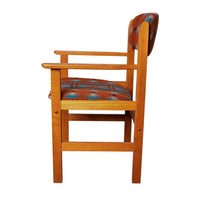 Pair Vintage Mid Century Modern Danish Teak Armchairs Pendleton Wool Fabric 1970