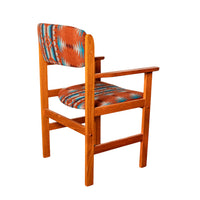 Pair Vintage Mid Century Modern Danish Teak Armchairs Pendleton Wool Fabric 1970