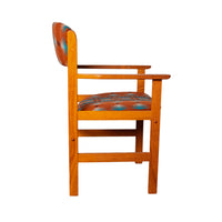 Pair Vintage Mid Century Modern Danish Teak Armchairs Pendleton Wool Fabric 1970