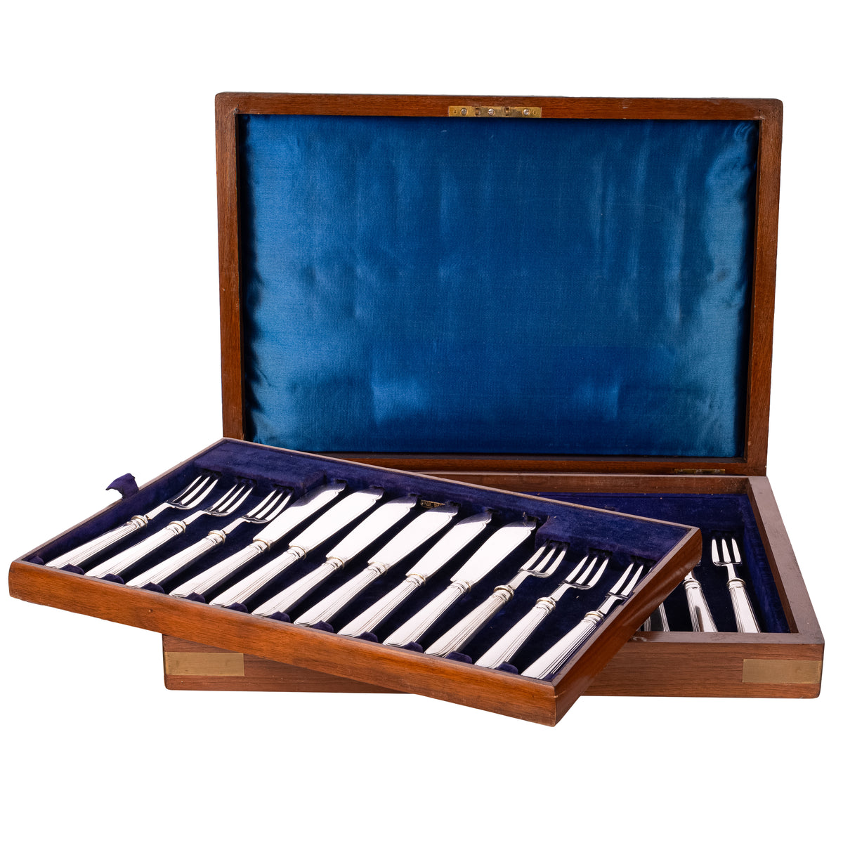 Antique Sterling Silver Fish Service for 12 Knives & Forks Garrard & Co London 1912