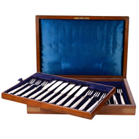 Antique Sterling Silver Fish Service for 12 Knives & Forks Garrard & Co London 1912