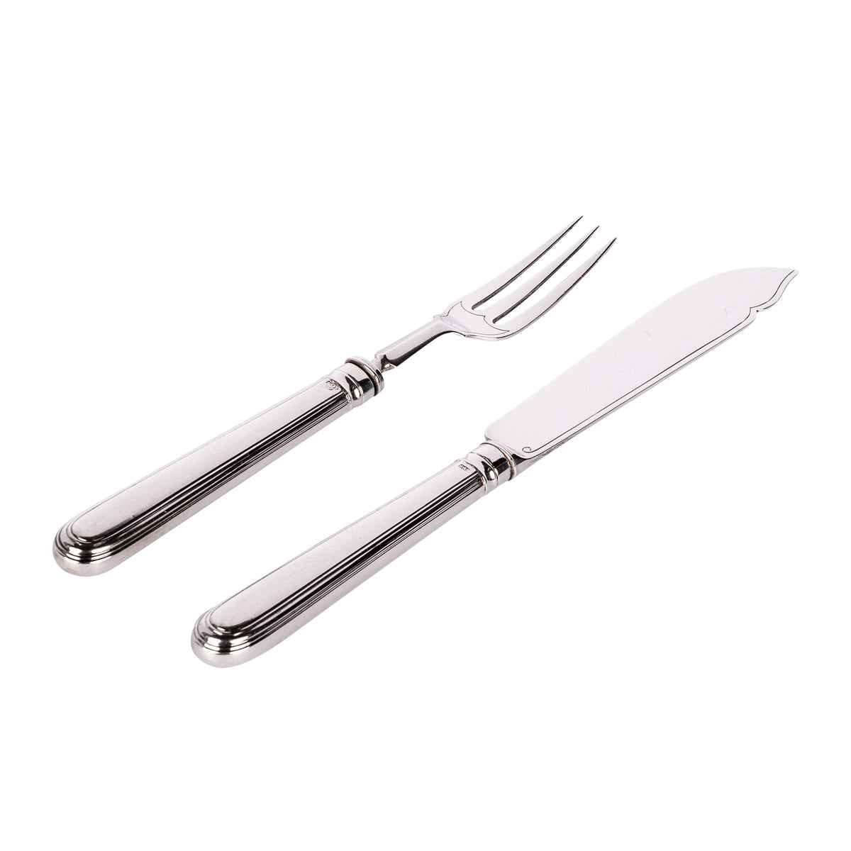 Antique Sterling Silver Fish Service for 12 Knives & Forks Garrard & Co London 1912