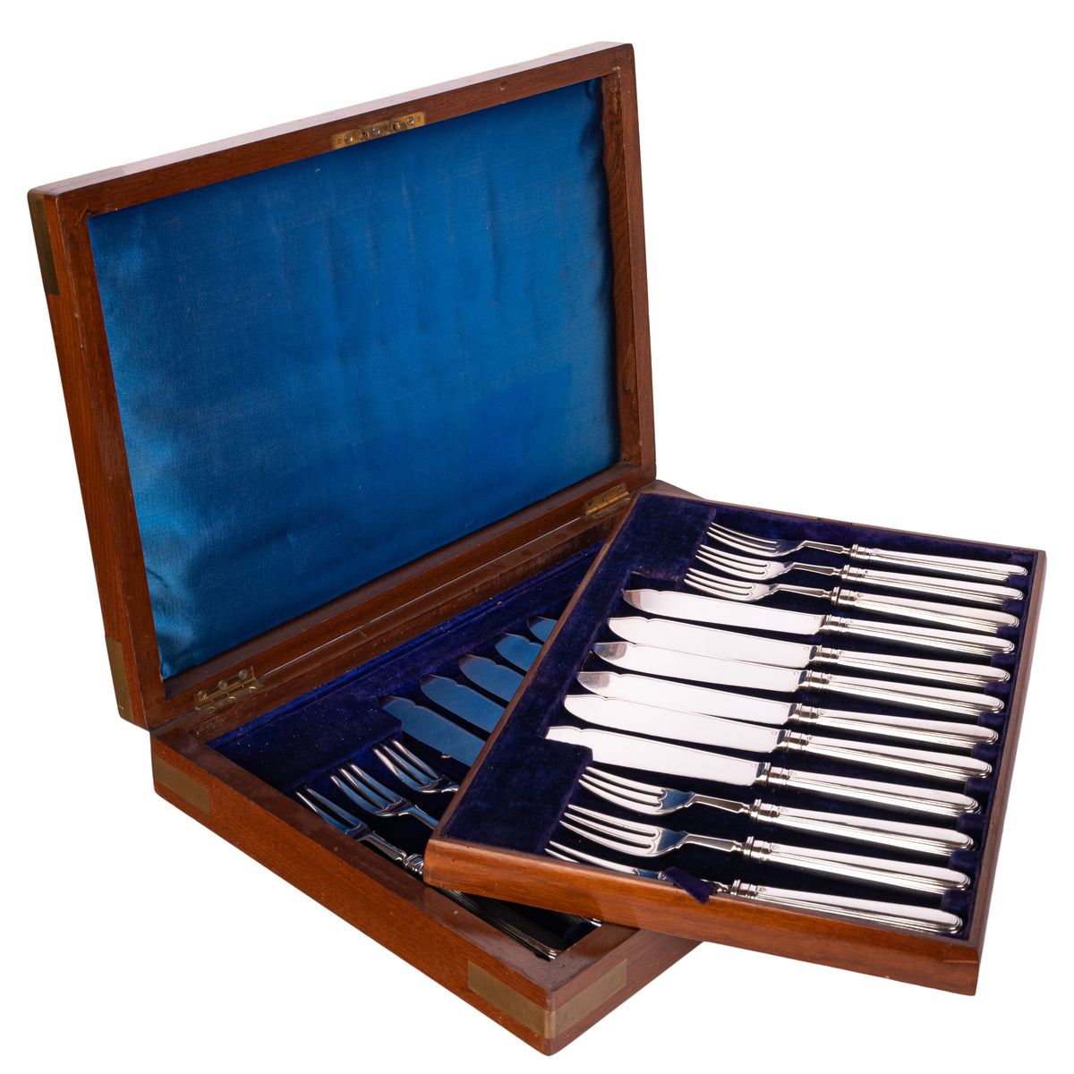 Antique Sterling Silver Fish Service for 12 Knives & Forks Garrard & Co London 1912