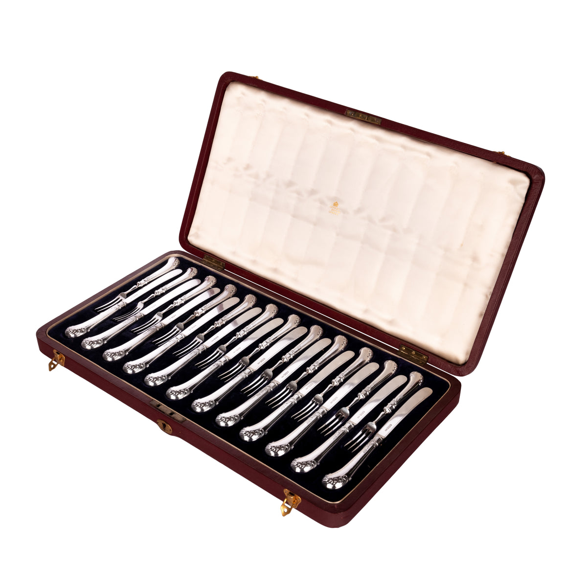 Antique Sterling Silver Dessert Service for 12 Knives Forks Allen & Darwin Sheffield Asprey London