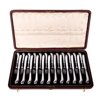 Antique Sterling Silver Dessert Service for 12 Knives Forks Allen & Darwin Sheffield Asprey London