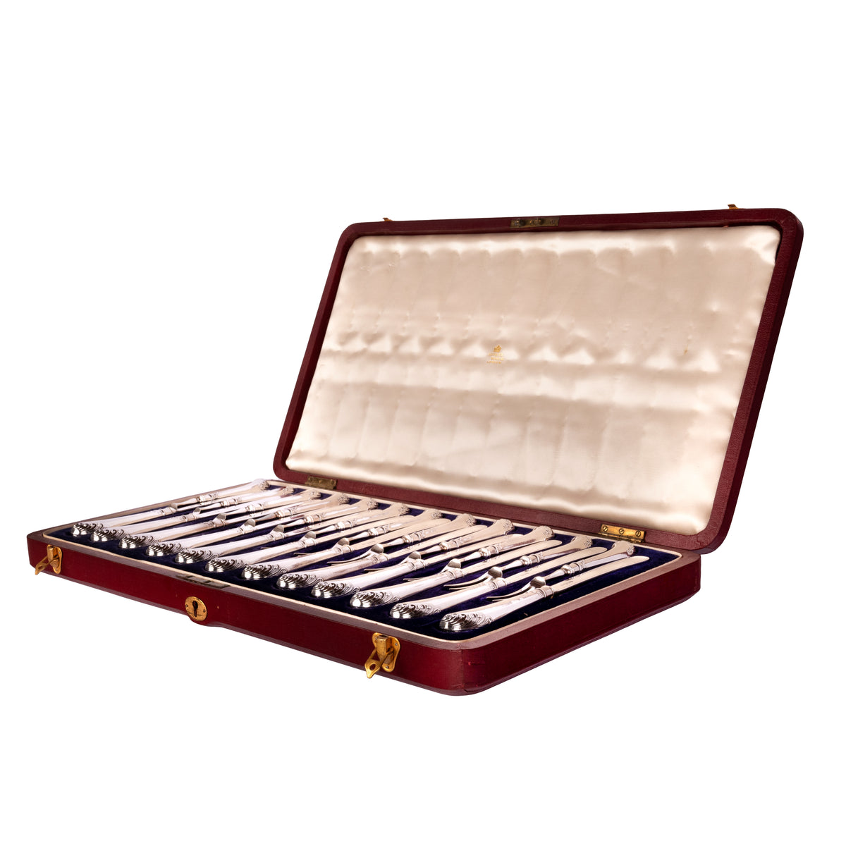 Antique Sterling Silver Dessert Service for 12 Knives Forks Allen & Darwin Sheffield Asprey London