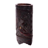 Antique Japanese Carved Bamboo Scholar's Brush Pot Meiji Sea Serpent Squid 1880
