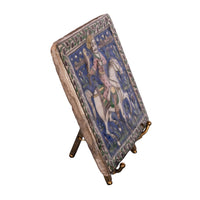 Antique Islamic Persian Painted Relief Tile Falconer Prince on Horseback Qajar Period 1850