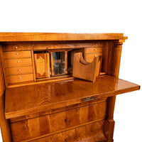 Antique Swedish Golden Ash Biedermeier Secretary Chest Dresser Desk inlaid 1820