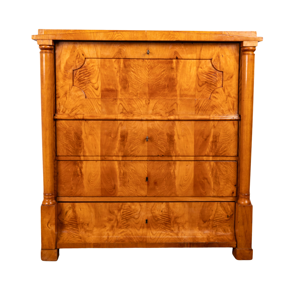 Antique Swedish Golden Ash Biedermeier Secretary Chest Dresser Desk inlaid 1820