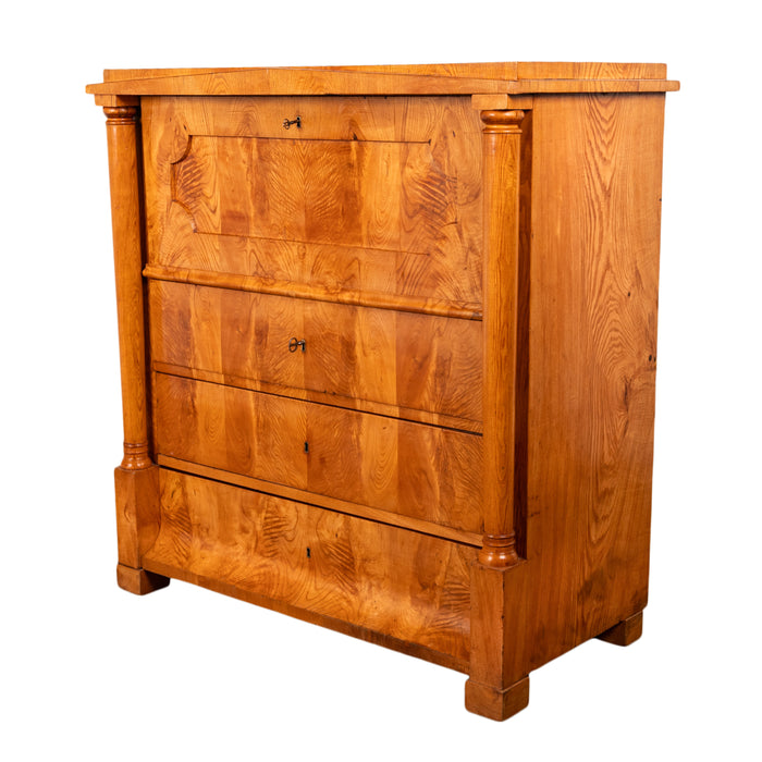 Antique Swedish Golden Ash Biedermeier Secretary Chest Dresser Desk inlaid 1820