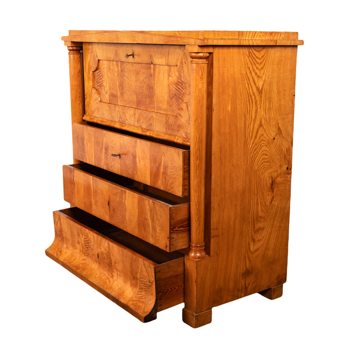 Antique Swedish Golden Ash Biedermeier Secretary Chest Dresser Desk inlaid 1820