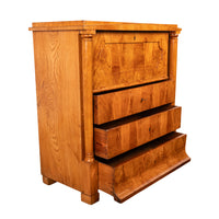 Antique Swedish Golden Ash Biedermeier Secretary Chest Dresser Desk inlaid 1820