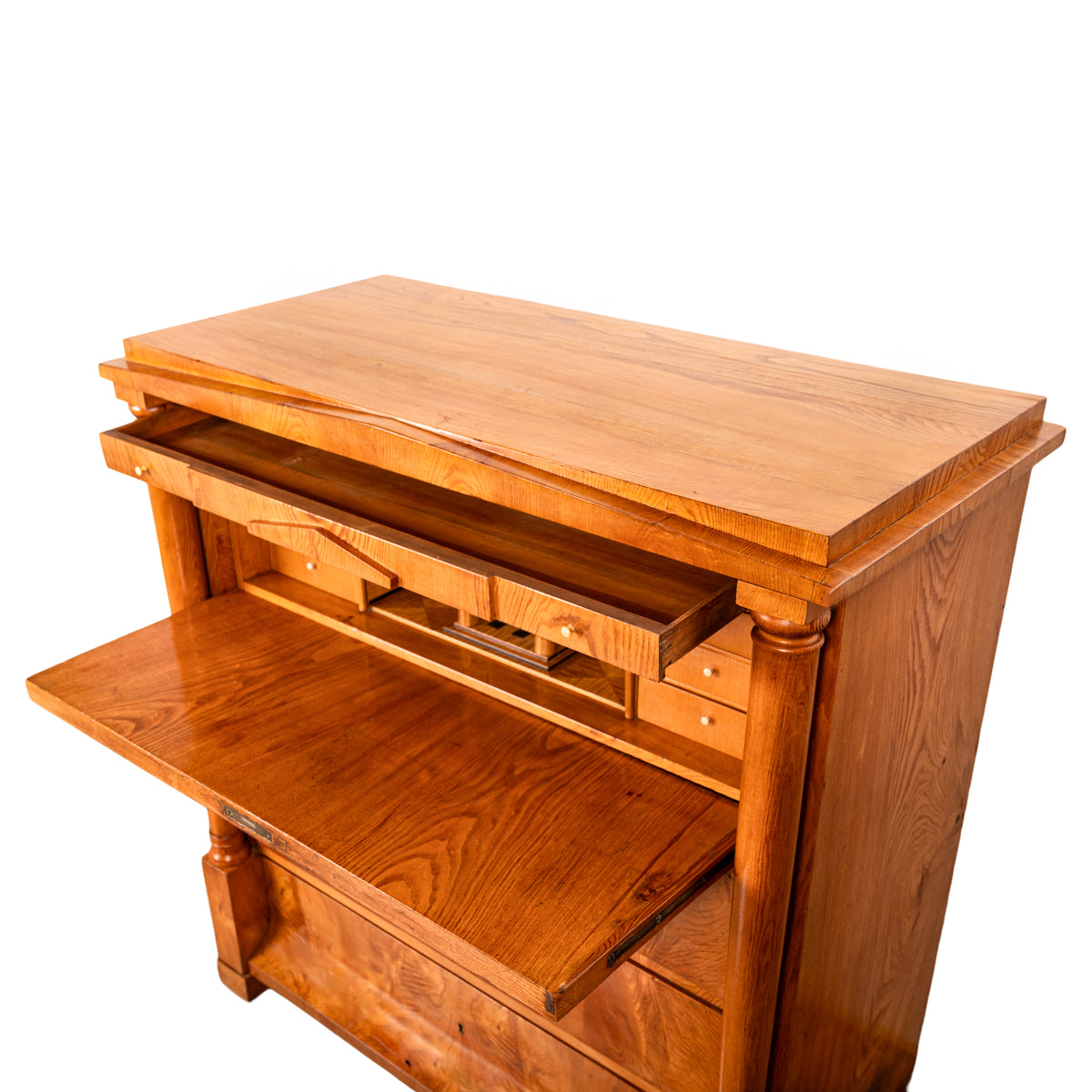 Antique Swedish Golden Ash Biedermeier Secretary Chest Dresser Desk inlaid 1820