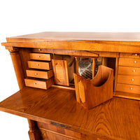 Antique Swedish Golden Ash Biedermeier Secretary Chest Dresser Desk inlaid 1820