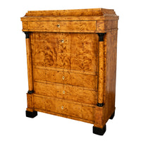 Antique Swedish Golden Birch Ebony Biedermeier Fall Front Desk Secretary Chest