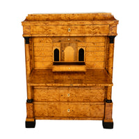 Antique Swedish Golden Birch Ebony Biedermeier Fall Front Desk Secretary Chest