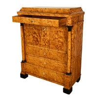 Antique Swedish Golden Birch Ebony Biedermeier Fall Front Desk Secretary Chest