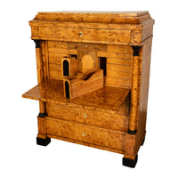 Antique Swedish Golden Birch Ebony Biedermeier Fall Front Desk Secretary Chest