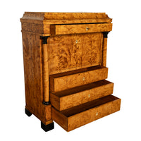 Antique Swedish Golden Birch Ebony Biedermeier Fall Front Desk Secretary Chest