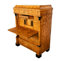 Antique Swedish Golden Birch Ebony Biedermeier Fall Front Desk Secretary Chest