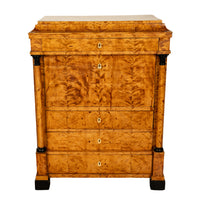 Antique Swedish Golden Birch Ebony Biedermeier Fall Front Desk Secretary Chest