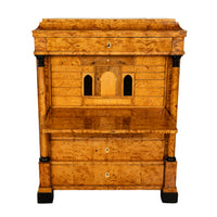 Antique Swedish Golden Birch Ebony Biedermeier Fall Front Desk Secretary Chest