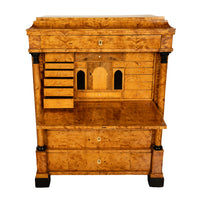 Antique Swedish Golden Birch Ebony Biedermeier Fall Front Desk Secretary Chest