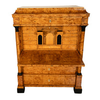 Antique Swedish Golden Birch Ebony Biedermeier Fall Front Desk Secretary Chest