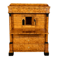 Antique Swedish Golden Birch Ebony Biedermeier Fall Front Desk Secretary Chest
