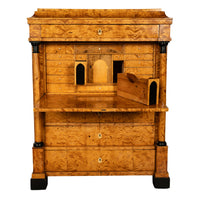 Antique Swedish Golden Birch Ebony Biedermeier Fall Front Desk Secretary Chest