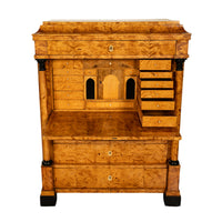 Antique Swedish Golden Birch Ebony Biedermeier Fall Front Desk Secretary Chest