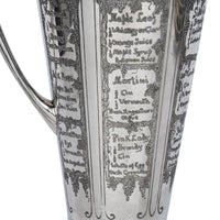 Antique Art Deco Silver Plated Engraved Cocktail Recipe Shaker What'll Yer Have