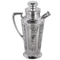 Antique Art Deco Silver Plated Engraved Cocktail Recipe Shaker What'll Yer Have