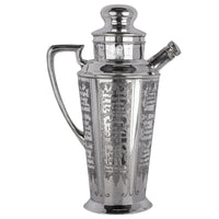 Antique Art Deco Silver Plated Engraved Cocktail Recipe Shaker What'll Yer Have