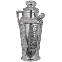 Antique Art Deco Silver Plated Engraved Cocktail Recipe Shaker What'll Yer Have