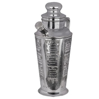 Antique Art Deco Silver Plated Engraved Cocktail Recipe Shaker What'll Yer Have
