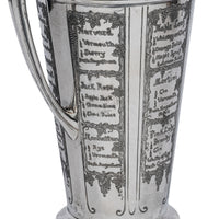 Antique Art Deco Silver Plated Engraved Cocktail Recipe Shaker What'll Yer Have