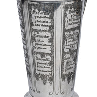 Antique Art Deco Silver Plated Engraved Cocktail Recipe Shaker What'll Yer Have