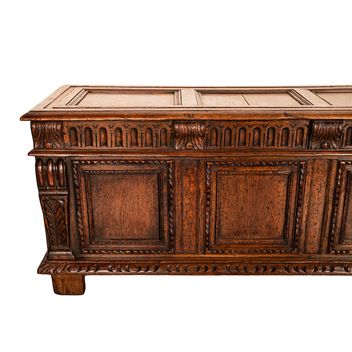 Antique Renaissance Revival Carved Oak Coffer Chest Trunk Window Bench Seat 1880