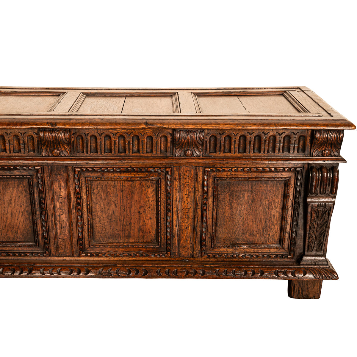 Antique Renaissance Revival Carved Oak Coffer Chest Trunk Window Bench Seat 1880