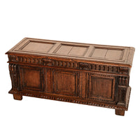 Antique Renaissance Revival Carved Oak Coffer Chest Trunk Window Bench Seat 1880