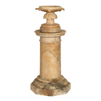 Antique 19th Century Italian Carved Alabaster Neoclassical Urn on Pedestal 1850