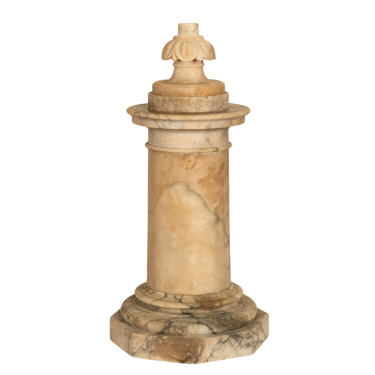 Antique 19th Century Italian Carved Alabaster Neoclassical Urn on Pedestal 1850