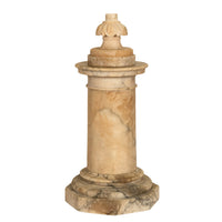 Antique 19th Century Italian Carved Alabaster Neoclassical Urn on Pedestal 1850